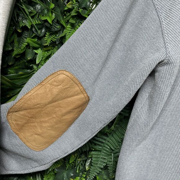 ORVIS Men Tweed Pull Over Medium Blue Sweater 1/4 Zip Leather Trim 2331 - Picture 11 of 11